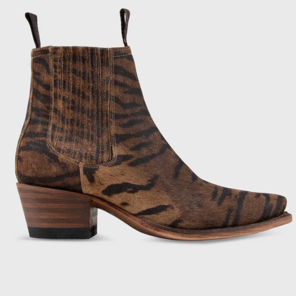 ISO Ann Mashburn Short Cowboy Boot Brown Tiger Leather
